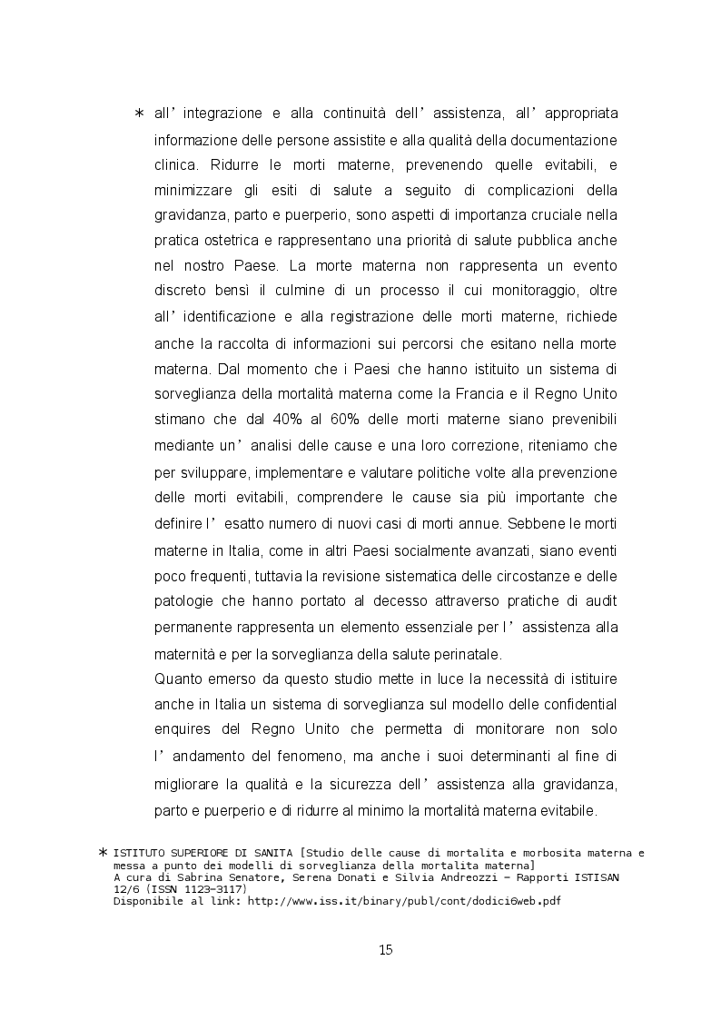 Estratto dalla tesi: Aderenza allo “standard care” descritto nelle linee guida dell’Emorragia Post – Partum: studio osservazionale prospettico