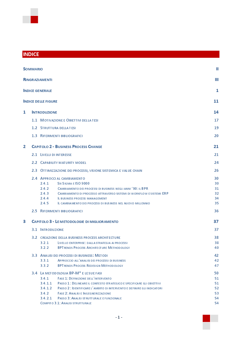 Indice della tesi: La gestione dei procedimenti urbanistici nella pubblica amministrazione. Un caso di studio., Pagina 1
