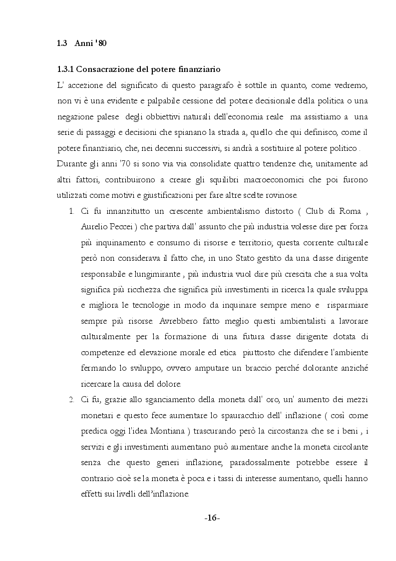 Estratto dalla tesi: Distruzione dell'economia italiana. Gli artefici, le cause, possibili soluzioni