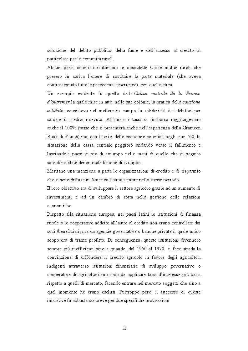Estratto dalla tesi: Il Microcredito come strumento di sviluppo: alcuni casi studio