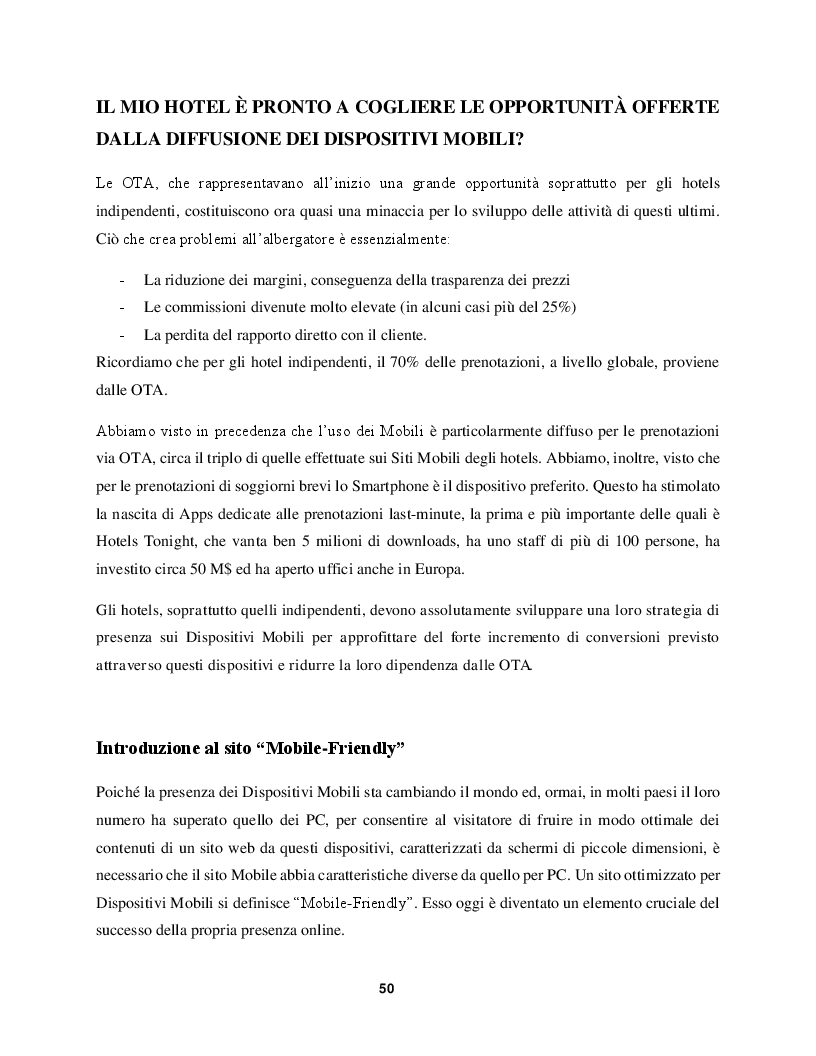 Estratto dalla tesi: Le prenotazioni da Smartphone stanno superando quelle da PC. È pronto il nostro Hotel ad affrontare questa sfida?