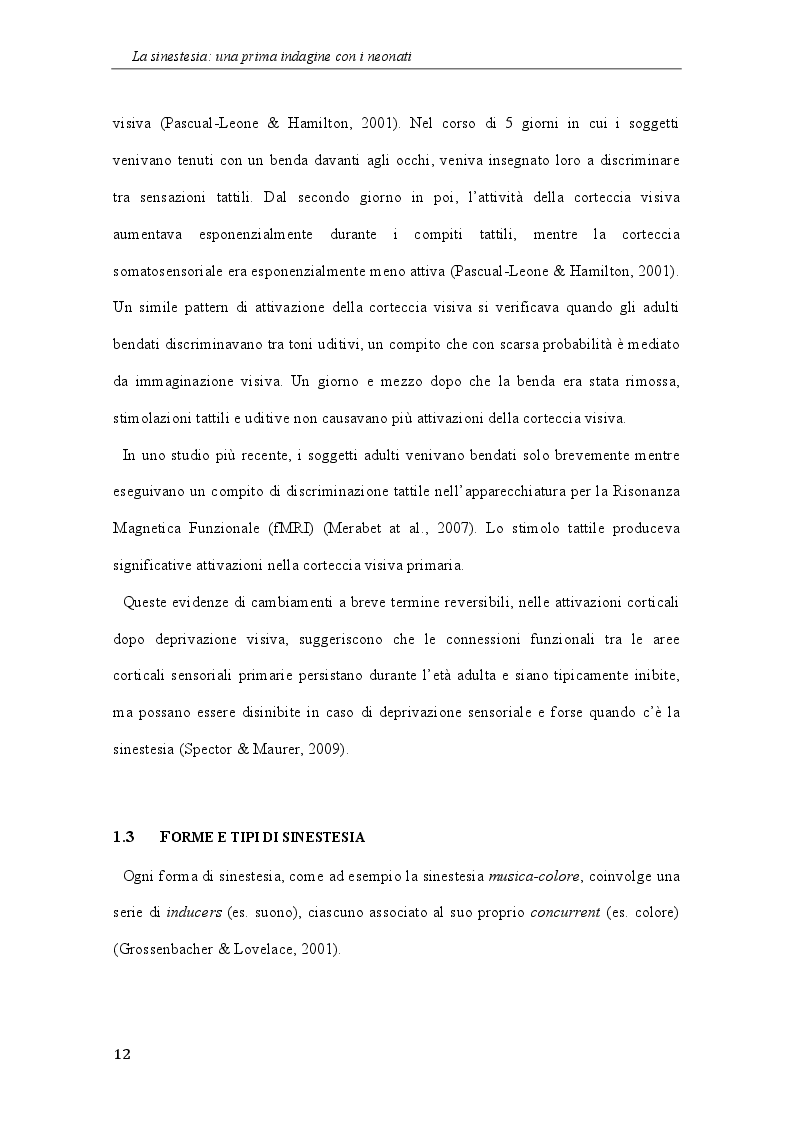 Estratto dalla tesi: La sinestesia: una prima indagine con i neonati