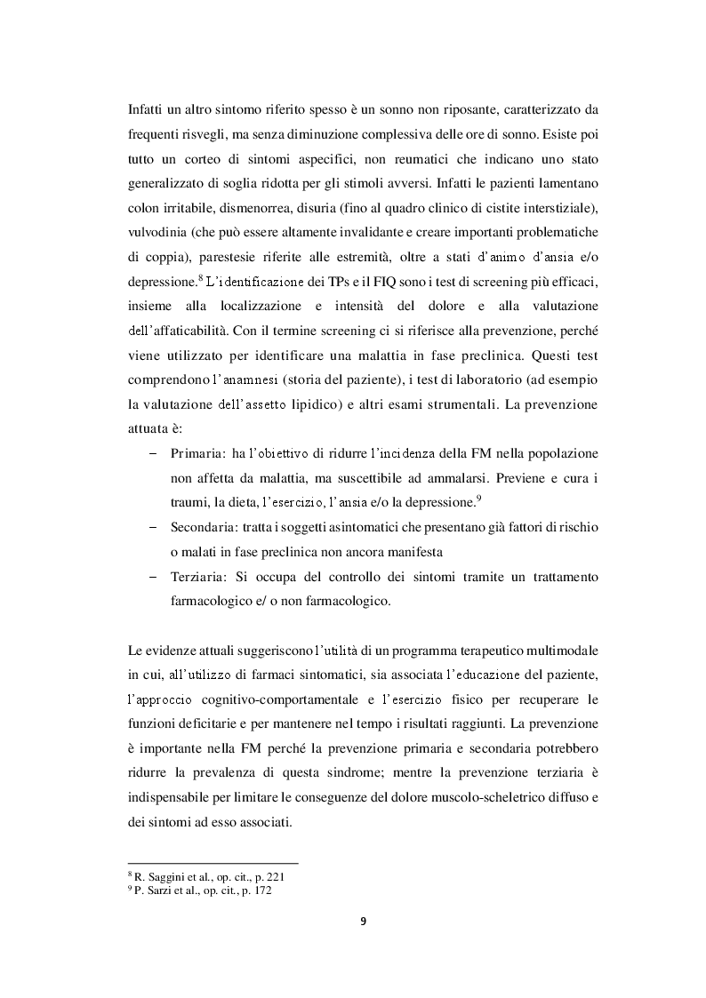 Estratto dalla tesi: Fibromialgia e Psicosomatica: proposte di protocollo per ridurre la sintomatologia dolorosa