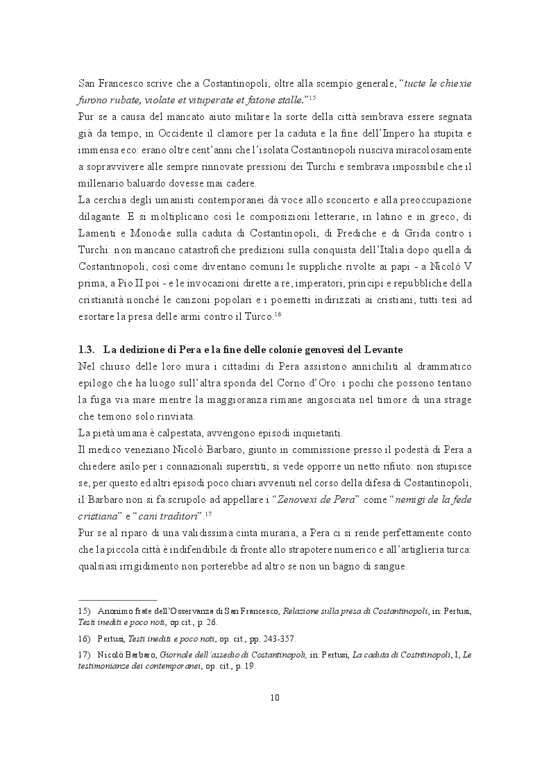 Estratto dalla tesi: Pera nella memoria dei Genovesi: notizie e tradizioni (gli oggetti sacri pervenuti dopo la conquista di Costantinopoli)