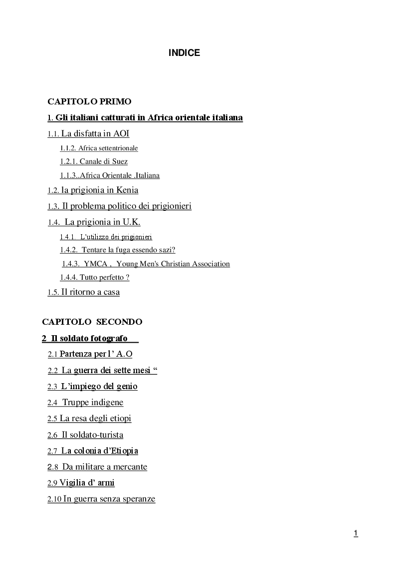 Indice della tesi: Da emigrante ad internato, Pagina 1