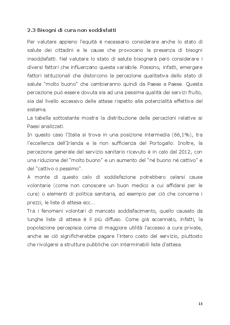 Estratto dalla tesi: Il Servizio Sanitario Nazionale: un'analisi comparata, tra efficienza del sistema e qualità percepita