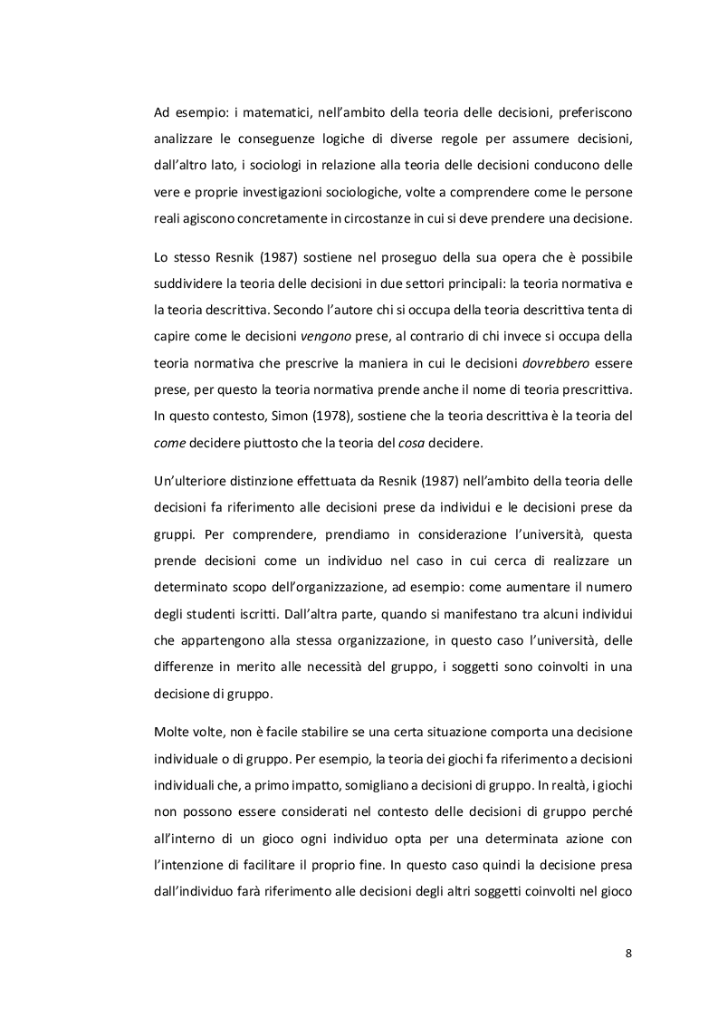 Estratto dalla tesi: Analisi dei processi decisionali non strutturati "il caso del Club Méditerranée sull'isola di Caprera"