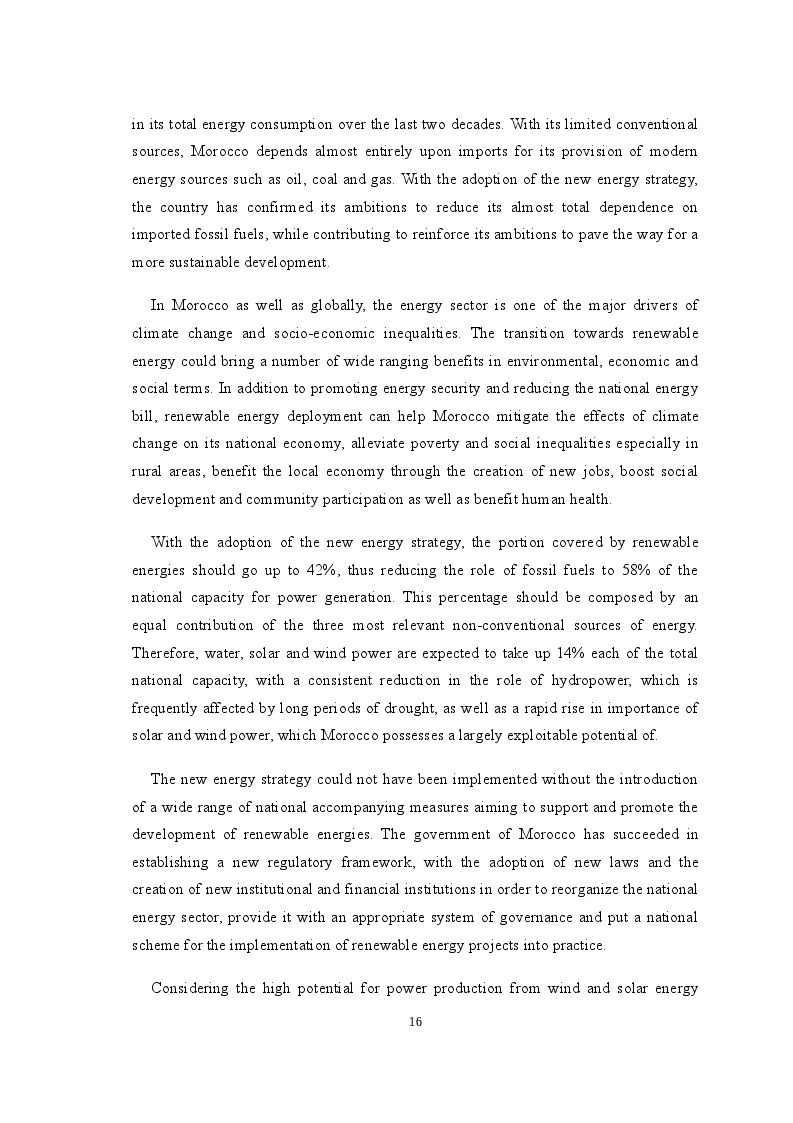 Estratto dalla tesi: Renewable Energy as a Vector for the Strengthening of Technical and Financial Cooperation in the Euro-Mediterranean Region: The Case of Morocco