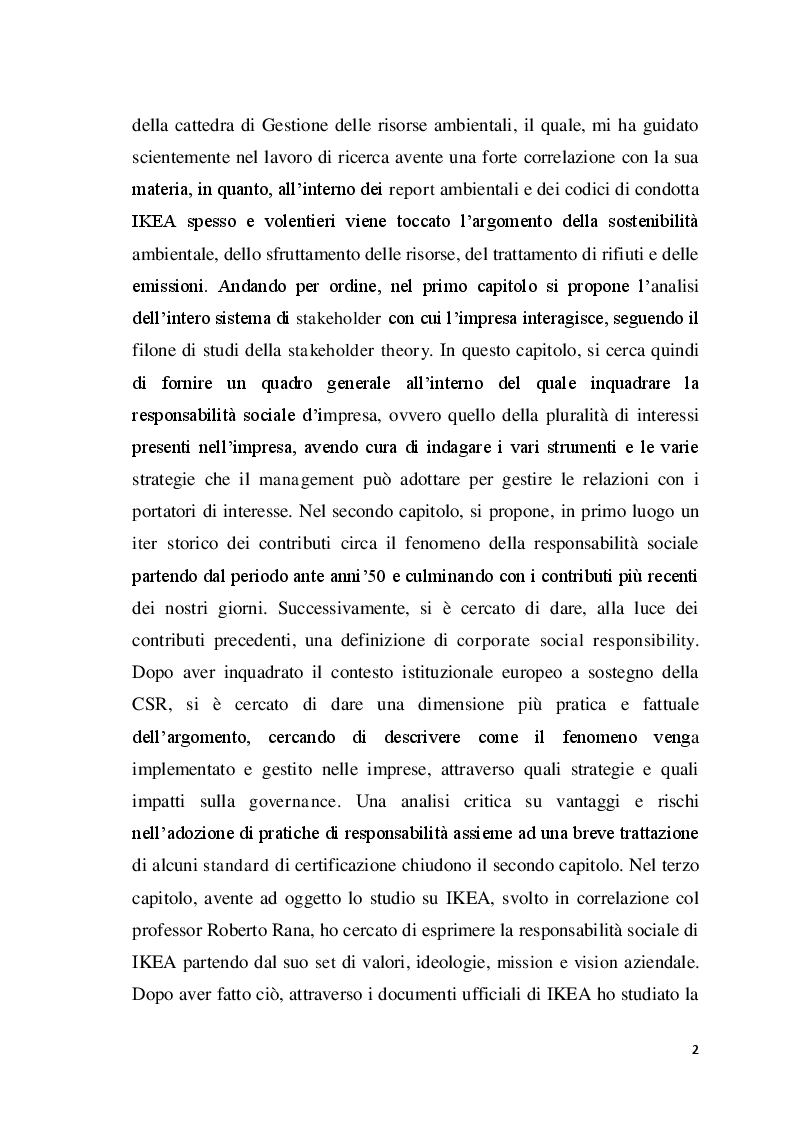 Anteprima della tesi: La corporate social responsibility al giorno d'oggi: una possibile analisi della performance sulla sostenibilità fra le divisioni nazionali IKEA, Pagina 3