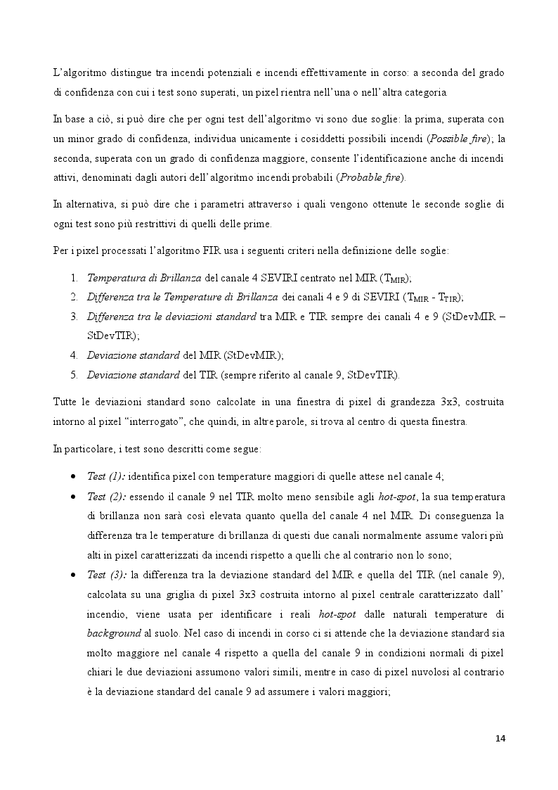 Estratto dalla tesi: Miglioramento e Validazione della Metodologia RST-FIRES per i grandi incendi