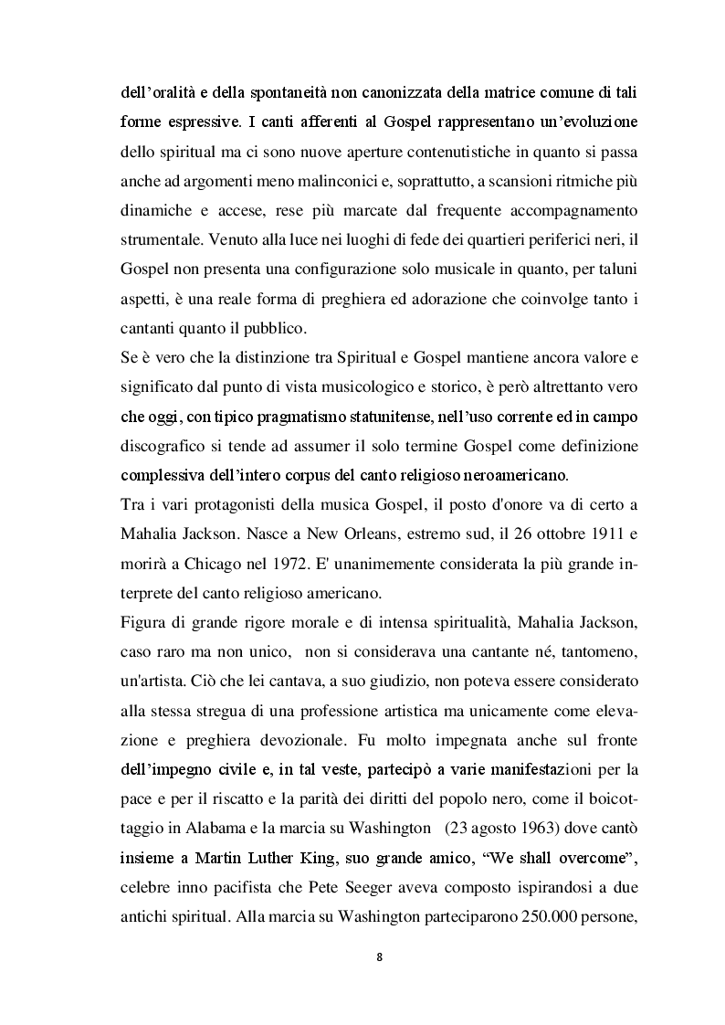 Estratto dalla tesi: Lo Spiritual, il Gospel e il Blues come nuclei tematici fondamentali per lo sviluppo del Jazz