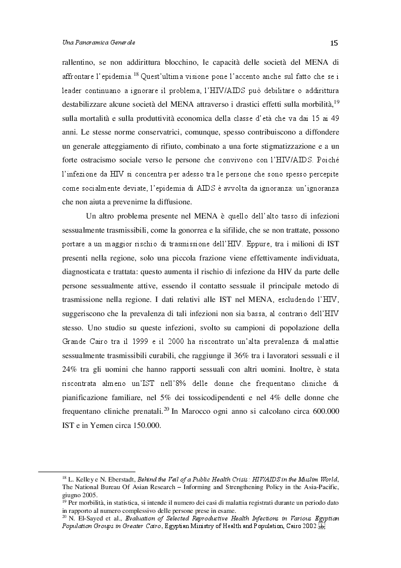 Estratto dalla tesi: La Problematica dell’HIV/AIDS in Medio Oriente e in Nord Africa