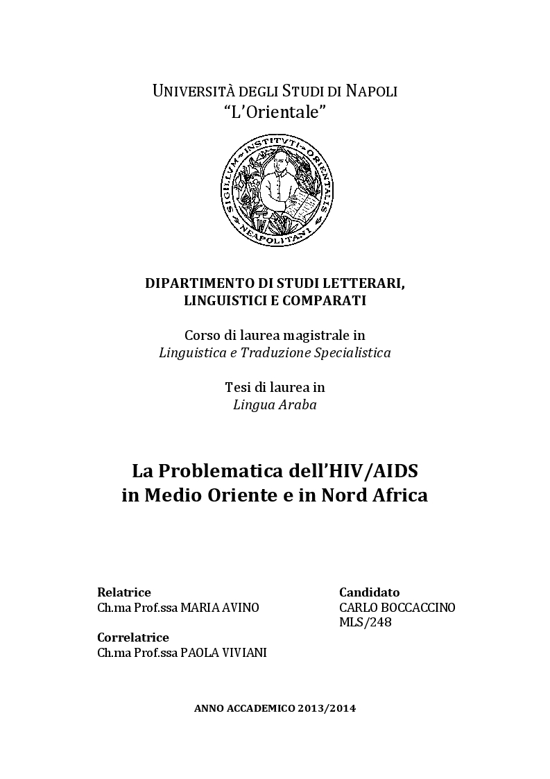 Anteprima della tesi: La Problematica dell’HIV/AIDS in Medio Oriente e in Nord Africa, Pagina 1