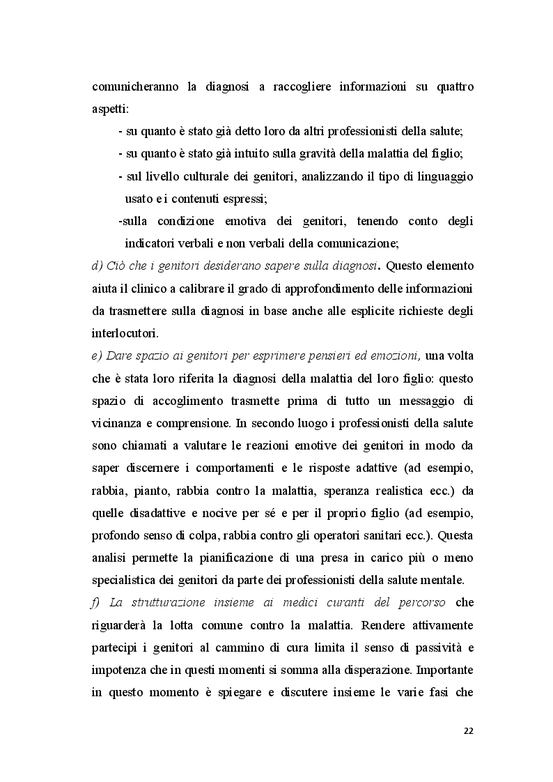 Estratto dalla tesi: Analisi psicologica dell’esperienza di malattia tumorale in età evolutiva. I vissuti del bambino malato di cancro e la sua famiglia