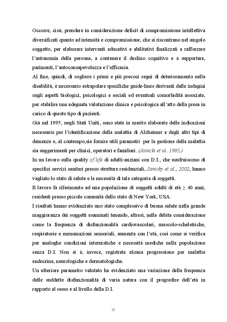 Estratto dalla tesi: L'invecchiamento nella sindrome di Down: Aspetti cognitivi, comportamentali e modelli individualizzati di supporto