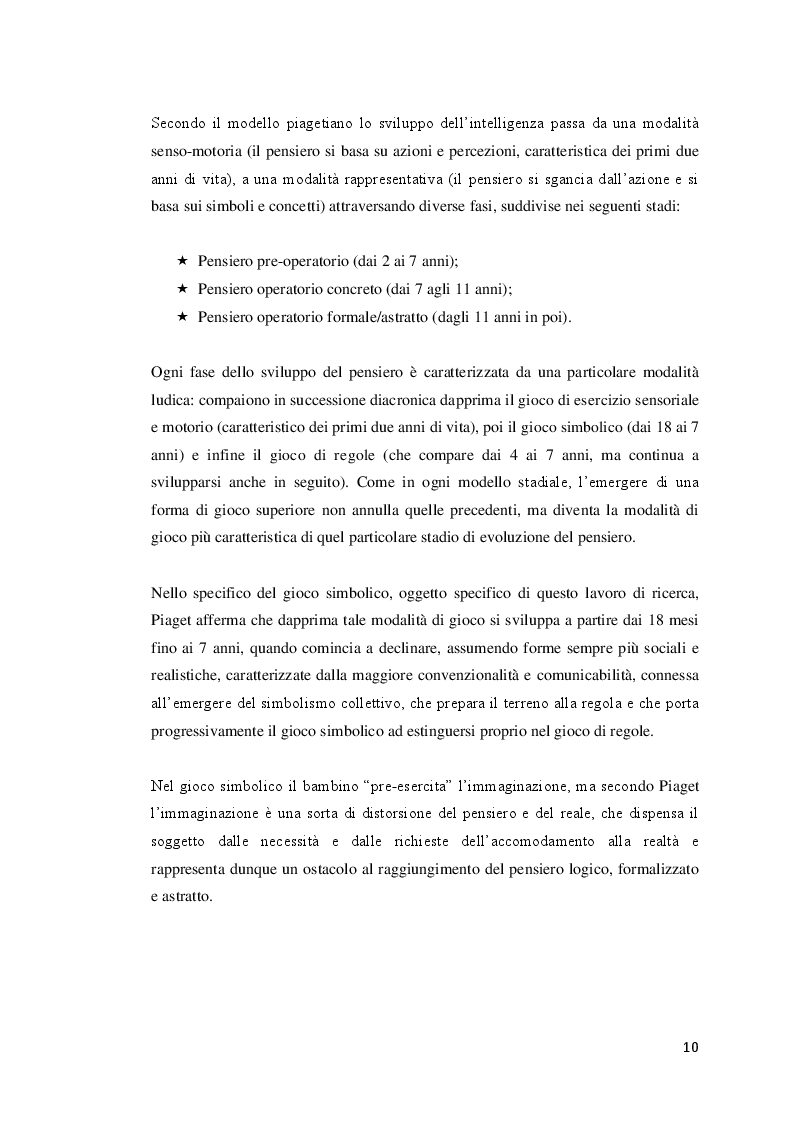 Estratto dalla tesi: Giochiamo con il mago: studio per la validazione di uno strumento per valutare il gioco simbolico in età evolutiva