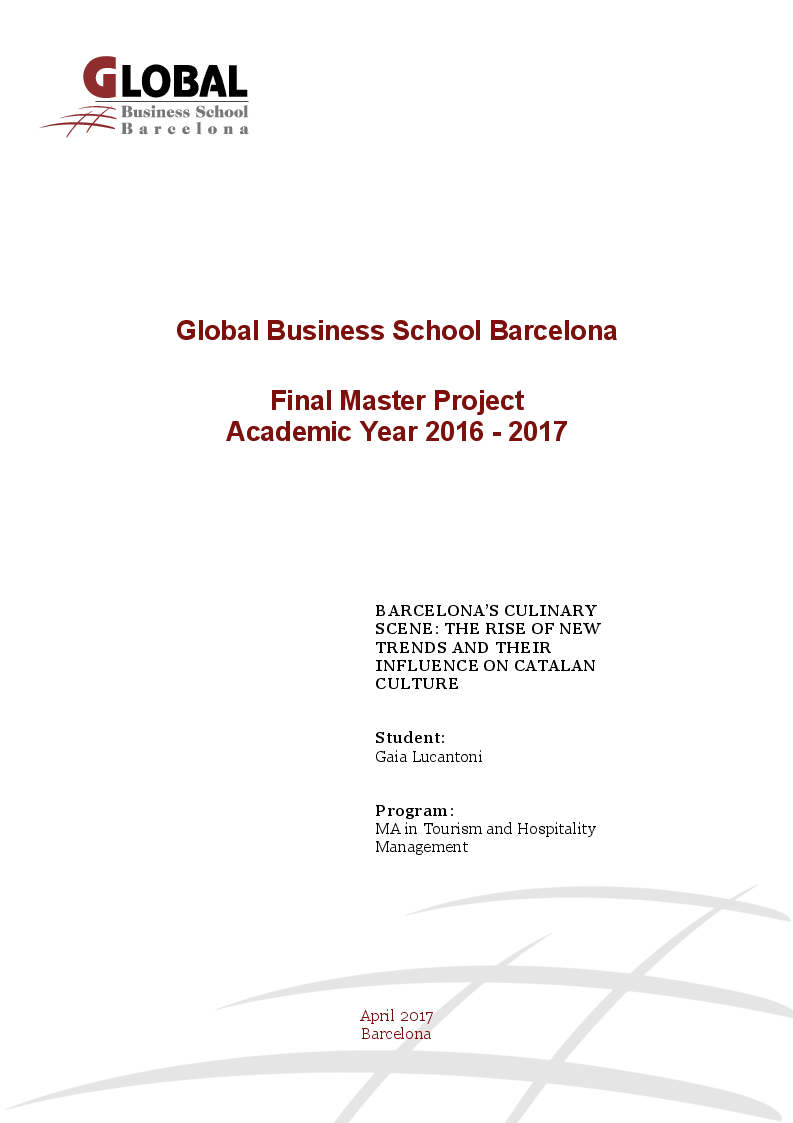 Anteprima della tesi: BARCELONA'S CULINARY SCENE: the rise of new trends and their influence on Catalan culture, Pagina 1