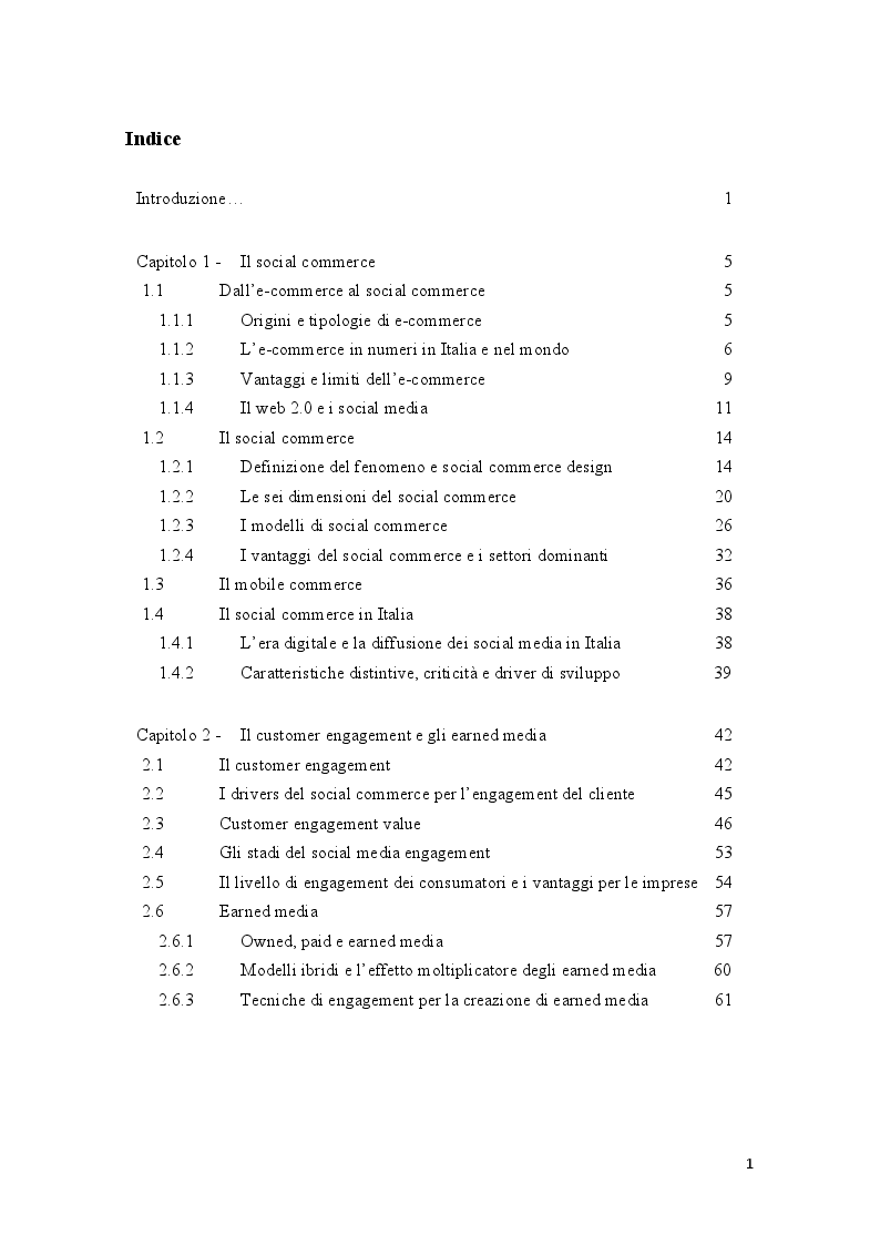 Indice della tesi: Digital retail e customer engagement: un focus sugli earned media, Pagina 1