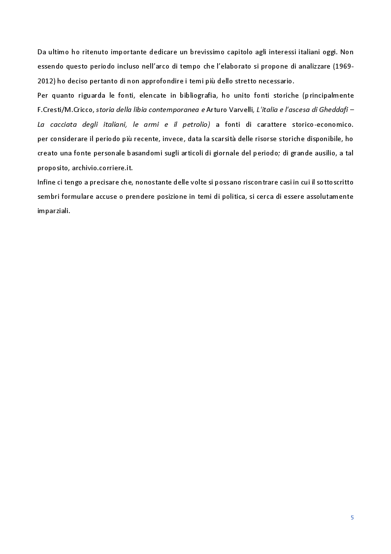 Anteprima della tesi: Le Relazioni economiche tra Italia e Libia dal secondo dopoguerra al regime di Gheddafi (1947-2012), Pagina 3
