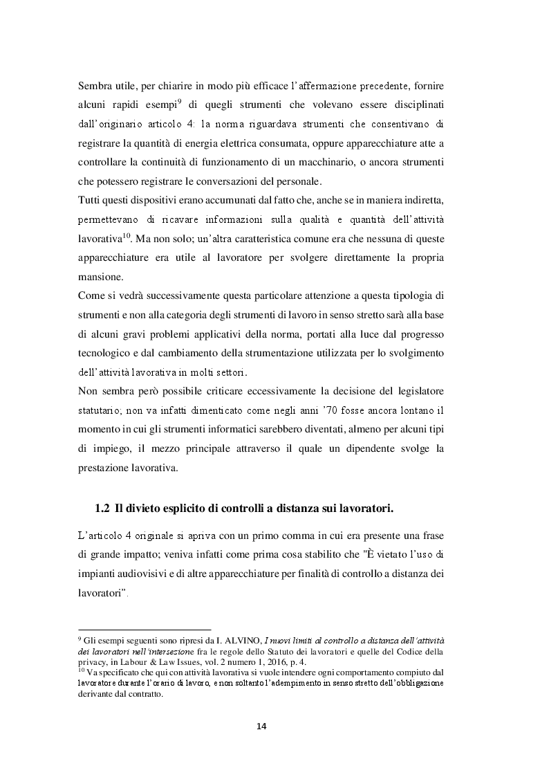 Estratto dalla tesi: Il controllo a distanza sul lavoratore e l'interazione tra disciplina giuslavorista e normativa sulla privacy