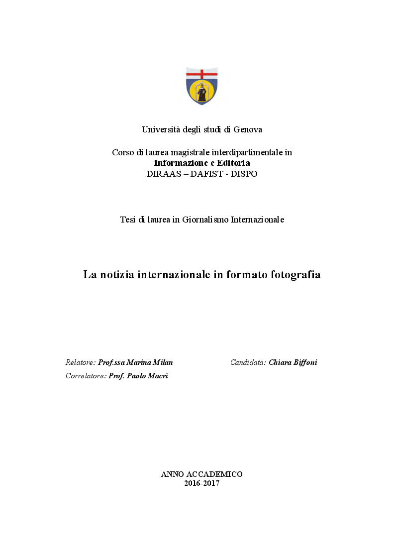 Anteprima della tesi: La notizia internazionale in formato fotografia, Pagina 1