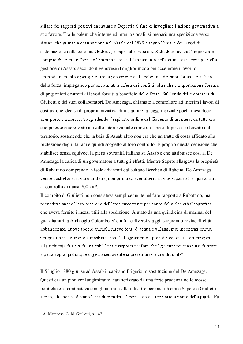 Estratto dalla tesi: Il colonialismo italiano in Africa: l'esperienza di Giuseppe Maria Giulietti