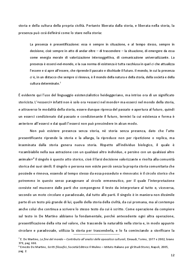 Estratto dalla tesi: "La fine del mondo" di Ernesto De Martino: il problema delle apocalissi