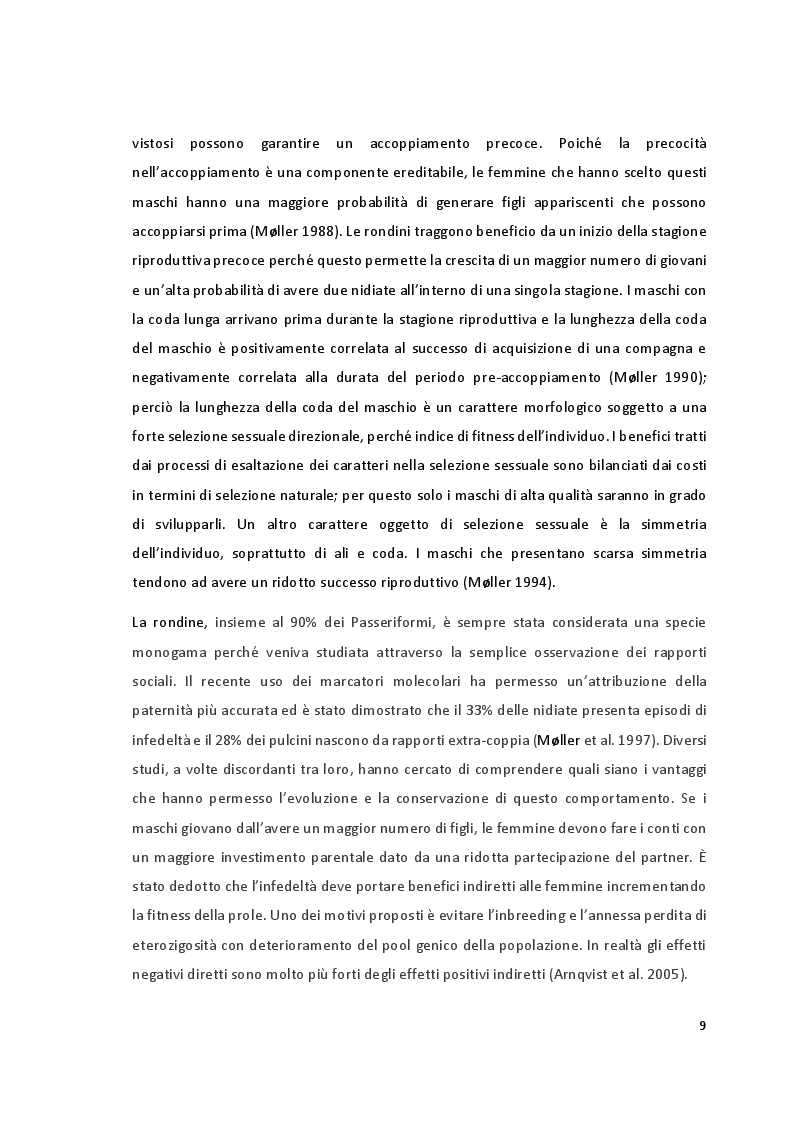 Estratto dalla tesi: Analisi di paternità nella Rondine (Hirundo rustica) attraverso l’impiego di marcatori molecolari