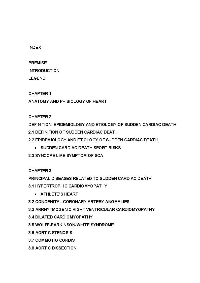 Indice della tesi: Sudden Cardiac Death in Athlete, Pagina 1