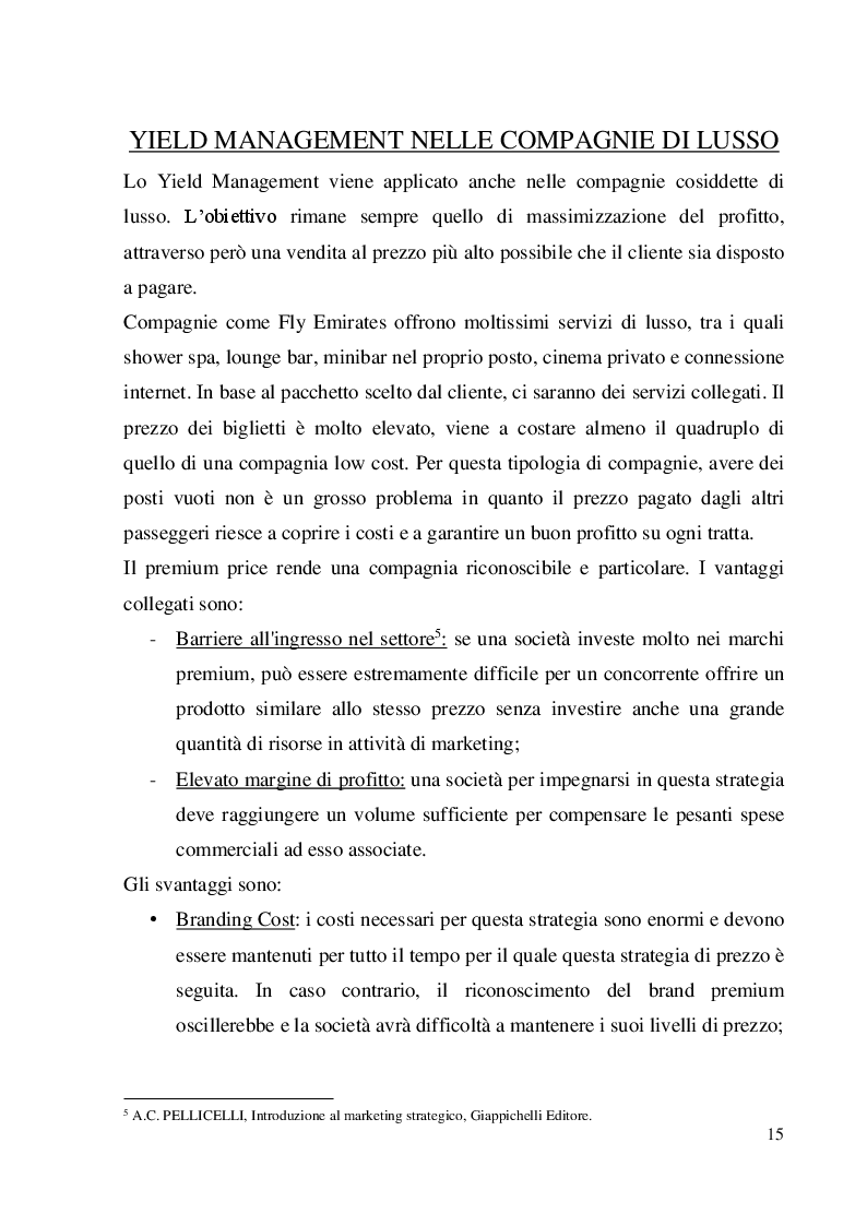 Estratto dalla tesi: Yield Management e politiche di prezzo: il caso delle compagnie aeree low cost e di lusso