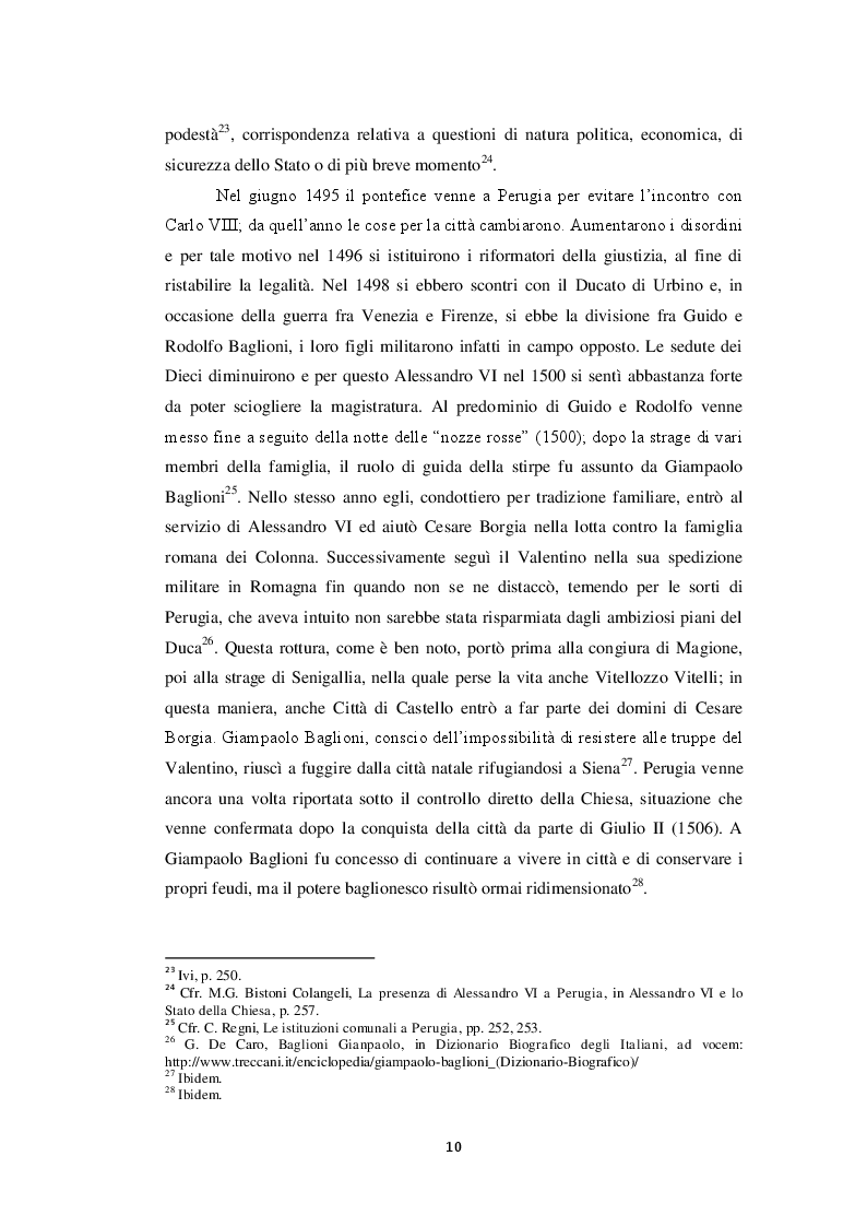 Estratto dalla tesi: Le lettere di Cesare, Lucrezia e Ludovico Borgia ai Priori di Todi (1499-1503)