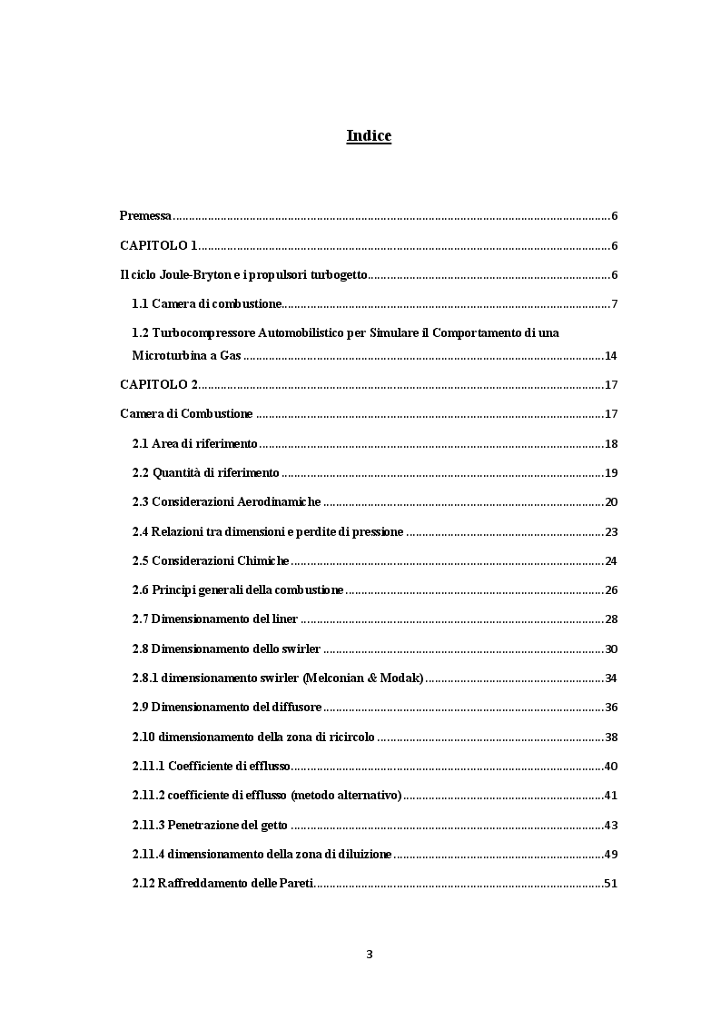 Indice della tesi: Progettazione realizzazione e collaudo di una camera di combustione per microturbine a gas, Pagina 1