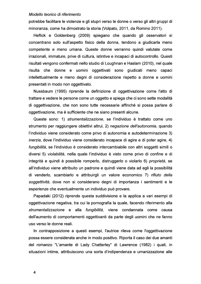 Anteprima della tesi: Oggettivazione Sessuale Maschile e Femminile nella Pubblicità, Pagina 5