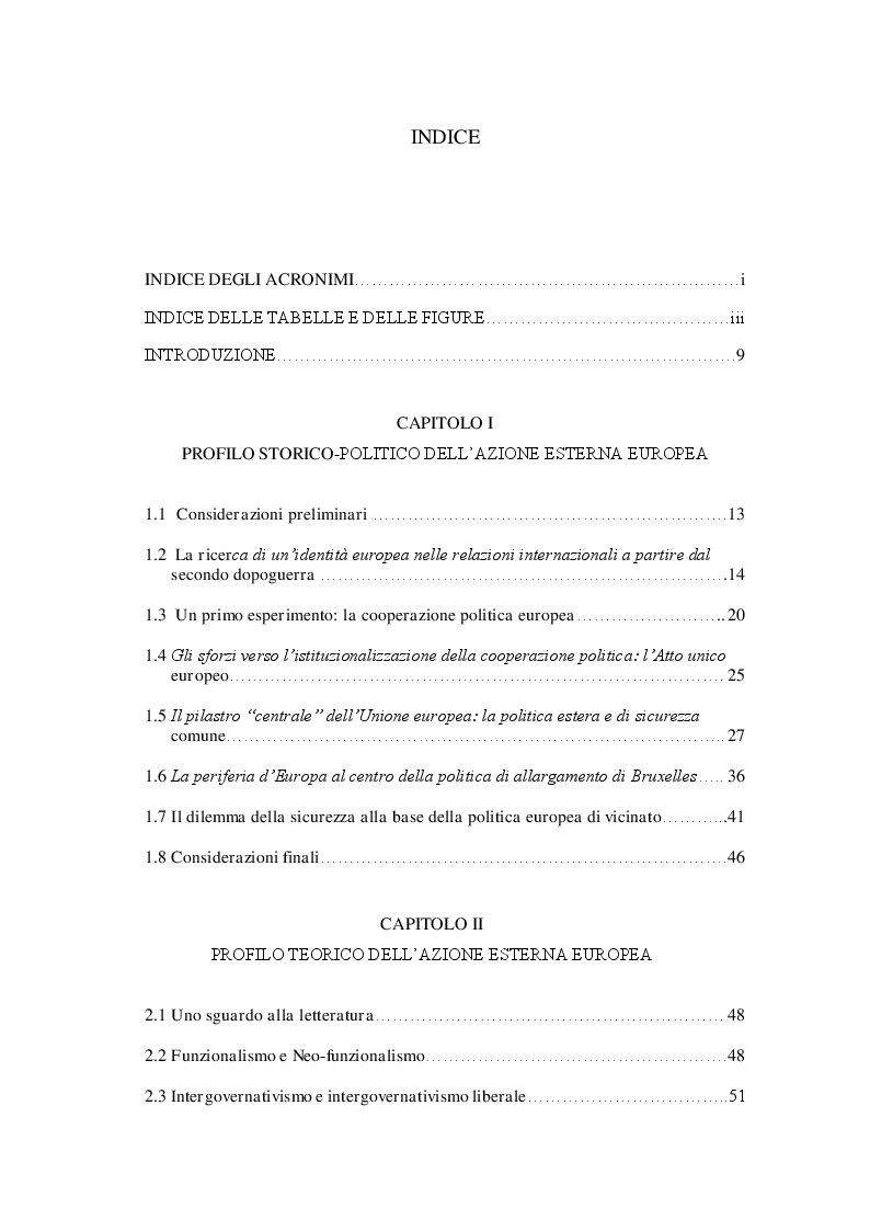 Indice della tesi: La politica europea di vicinato. Siria e Ucraina in prospettiva comparata, Pagina 1