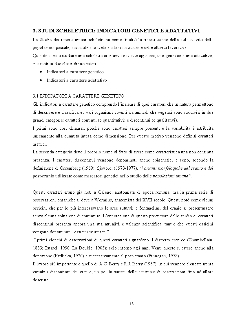 Estratto dalla tesi: I resti scheletrici umani di Su Sercone (Orgosolo)