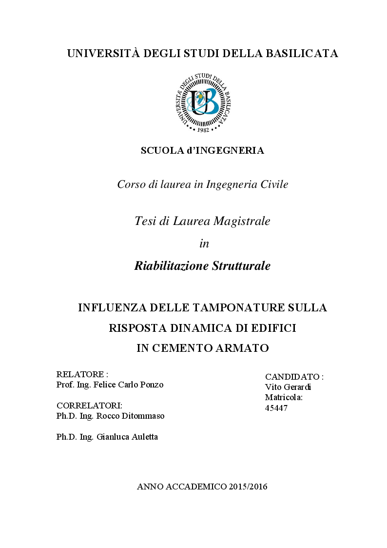 Anteprima della tesi: Influenza delle tamponature sulla risposta dinamica di edifici in cemento armato, Pagina 1