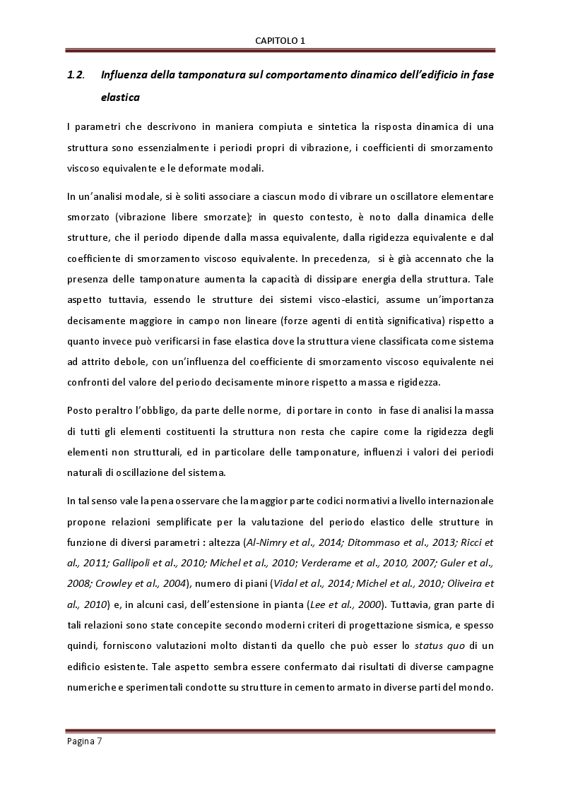 Anteprima della tesi: Influenza delle tamponature sulla risposta dinamica di edifici in cemento armato, Pagina 5