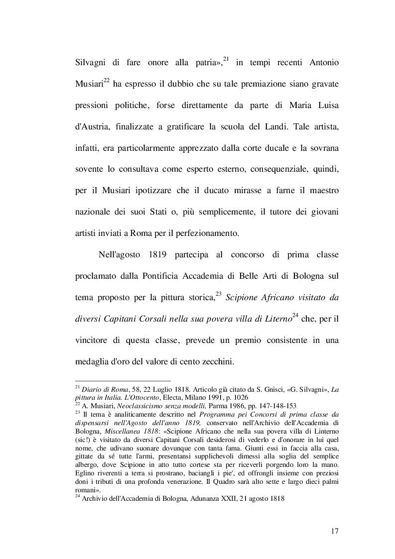 Estratto dalla tesi: Giovanni Silvagni (1790-1853) pittore romano tra Neoclassicismo e Restaurazione