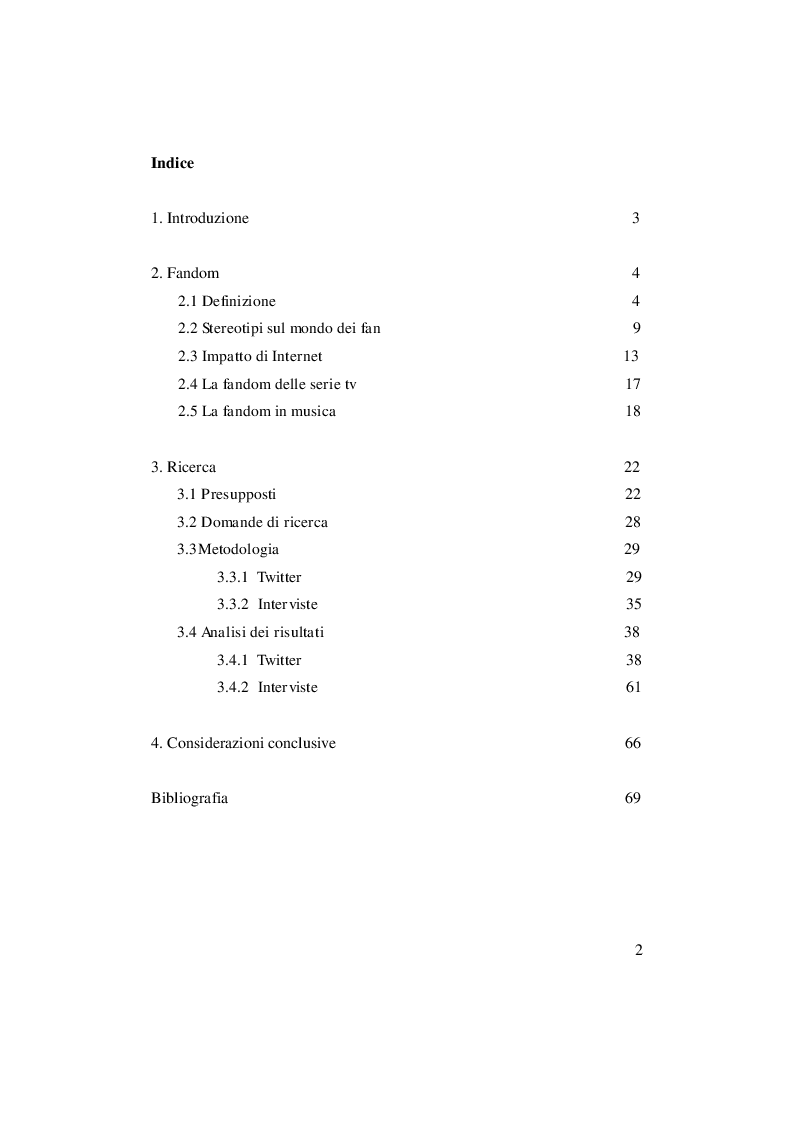 Indice della tesi: Fandom! Serie tv vs musica: House Of Cards vs Justin Bieber, Pagina 1