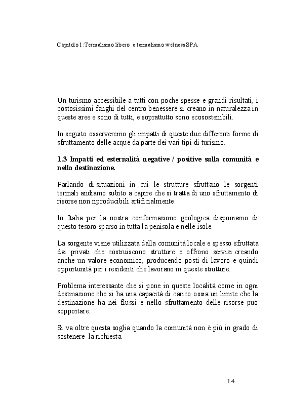 Estratto dalla tesi: Termalismo Libero vs Welness: Il caso Bullicame