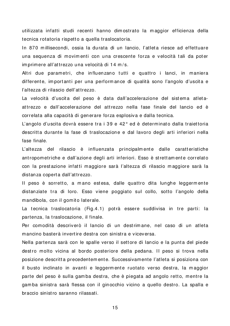 Estratto dalla tesi: L'allenamento della forza nei lanci dell'atletica leggera