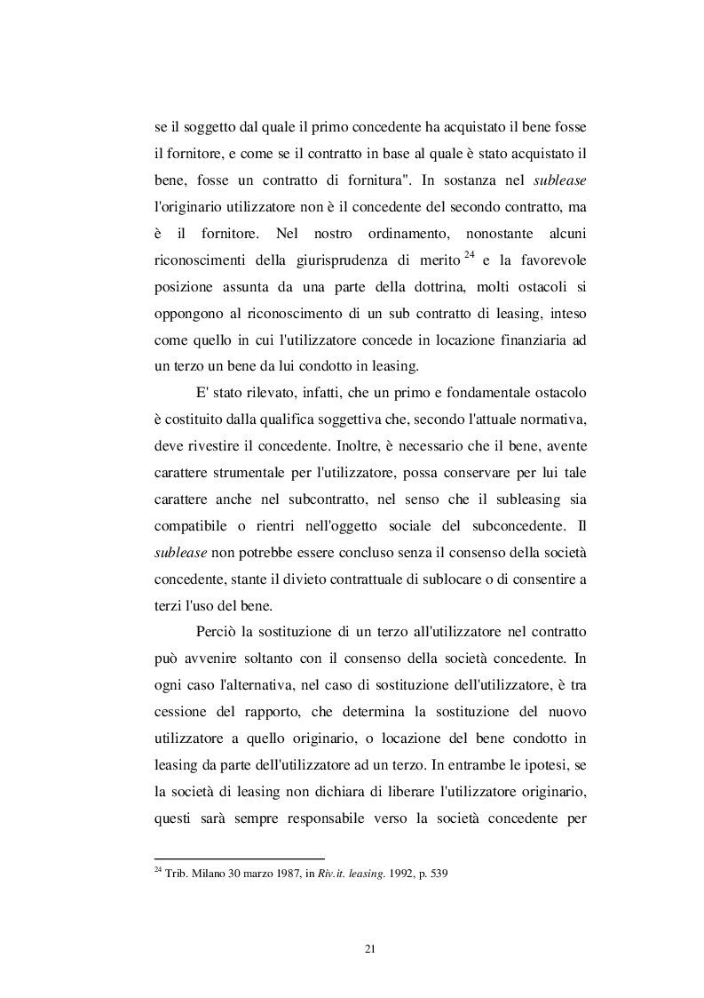 Estratto dalla tesi: Patologie del contratto di Leasing