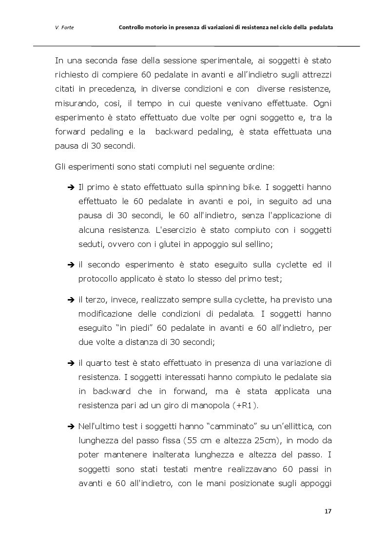 Estratto dalla tesi: Controllo motorio in presenza di variazioni di resistenza nel ciclo della pedalata