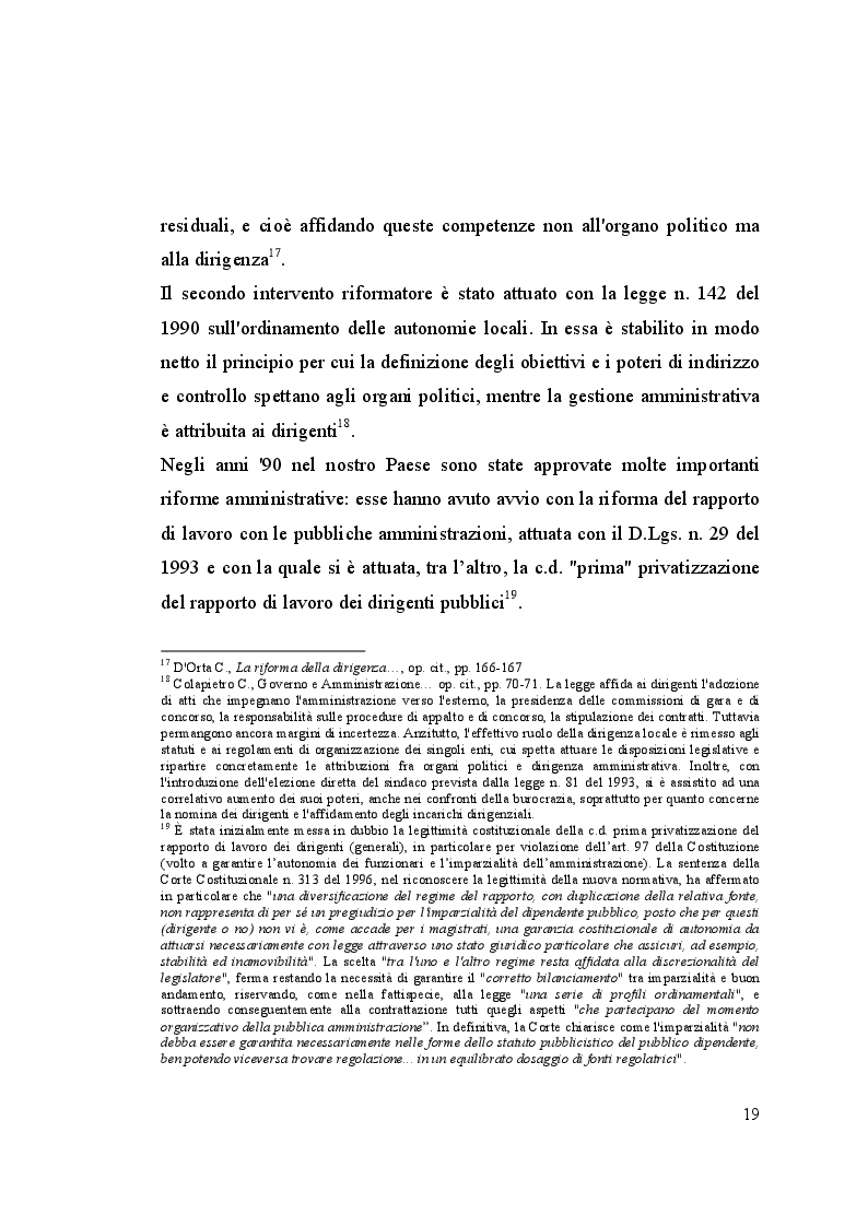 Estratto dalla tesi: La dirigenza pubblica tra politica e amministrazione