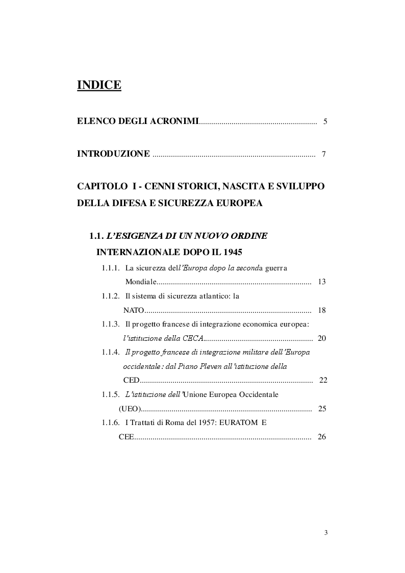 Indice della tesi: La Politica Estera e di Sicurezza Comune dell'Unione Europea, Pagina 1