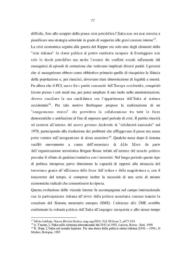 Estratto dalla tesi: L'Italia repubblicana e le relazioni politiche e commerciali con l'Iran (1950-2016)