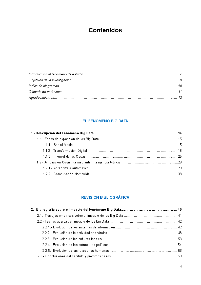 Indice della tesi: Big Data, Amplìación Cognitiva, Procesos de Autoorganización y Desarrollo Económico, Pagina 1