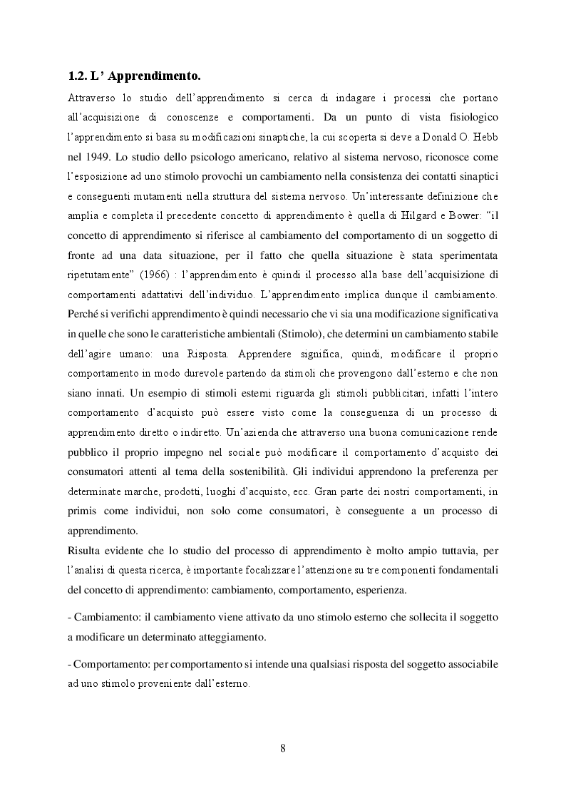 Estratto dalla tesi: Consumer Behaviour: dall'Apprendimento al Marketing Concept, l’influenza del condizionamento classico e operante