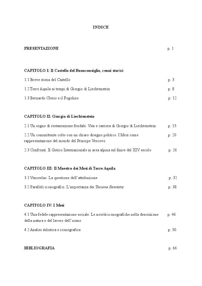 Indice della tesi: I Mesi del Buonconsiglio , Pagina 1