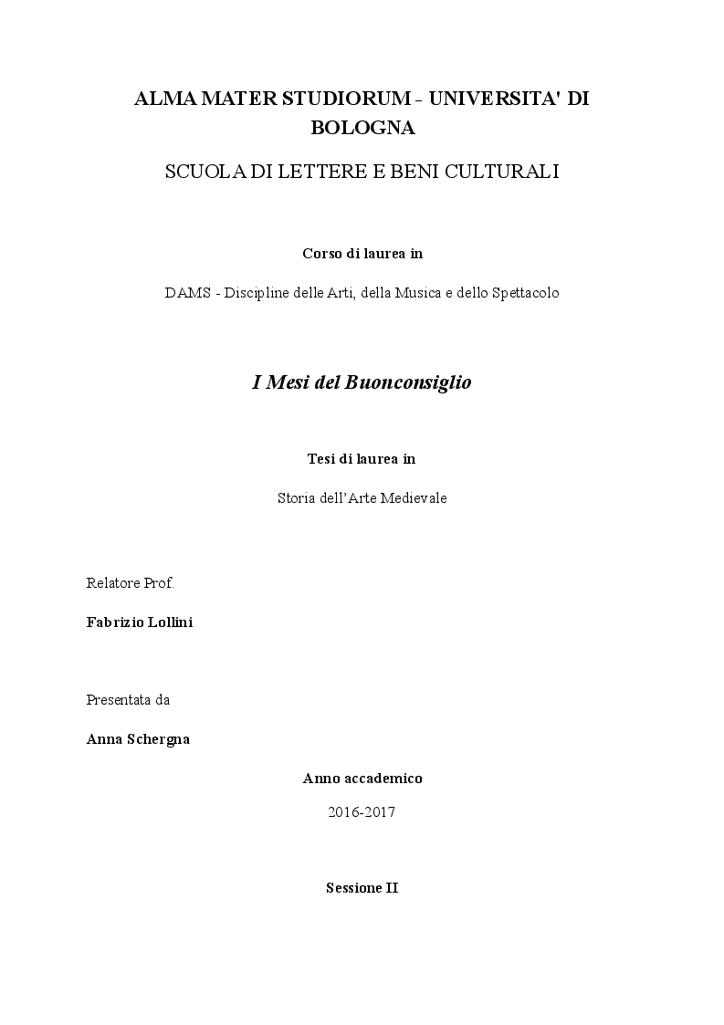 Anteprima della tesi: I Mesi del Buonconsiglio , Pagina 1